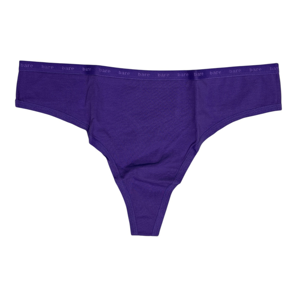 Bare Womens Purple Cotton Thong Underwear Size Large